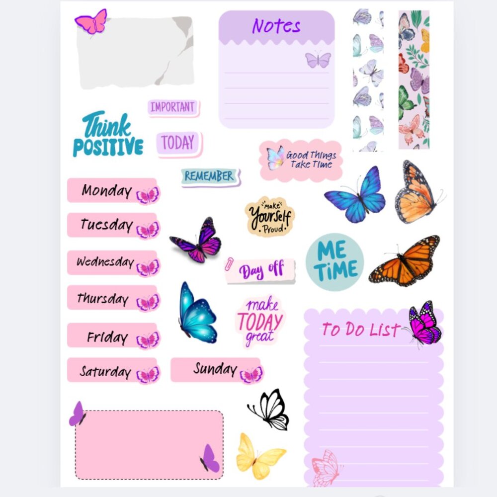 Handmade Butterfly Themed Planner Stickers, journal, Calendar, organize, weekly